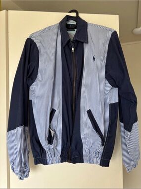 Ralph Lauren Navy & White Striped Bomber Jacket.